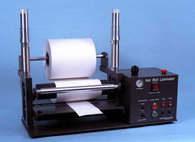 Hot roll laminator pictured with otional Gap Adjusters